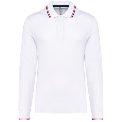 Heren polo van piquétricot met lange mouwen