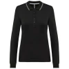 Dames polo van piquétricot met lange mouwen