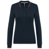 Dames polo van piquétricot met lange mouwen