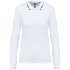Dames polo van piquétricot met lange mouwen