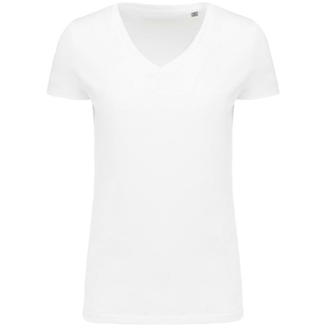 Dames-t-shirt Supima® V-hals korte mouwen