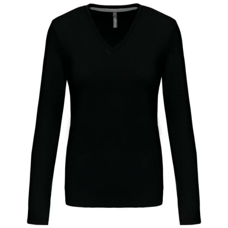 Dames t-shirt V-hals lange mouwen