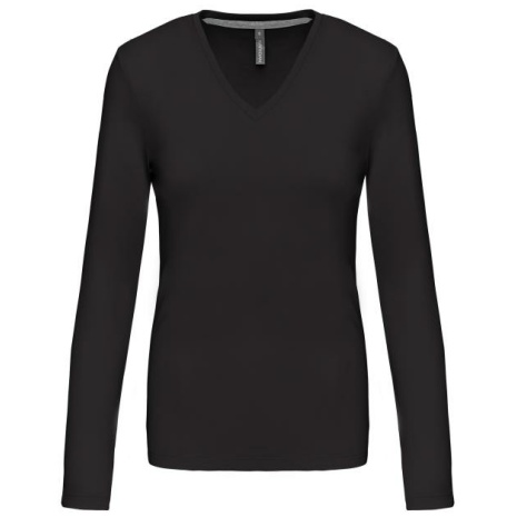 Dames t-shirt V-hals lange mouwen