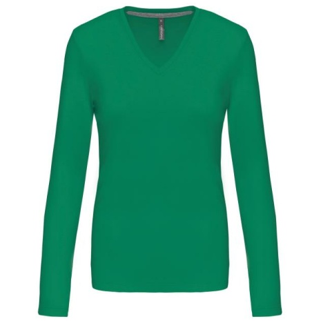 Dames t-shirt V-hals lange mouwen