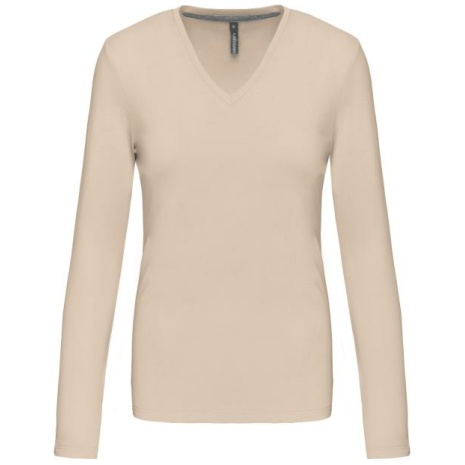 Dames t-shirt V-hals lange mouwen