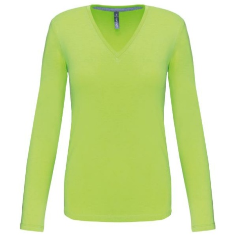 Dames t-shirt V-hals lange mouwen
