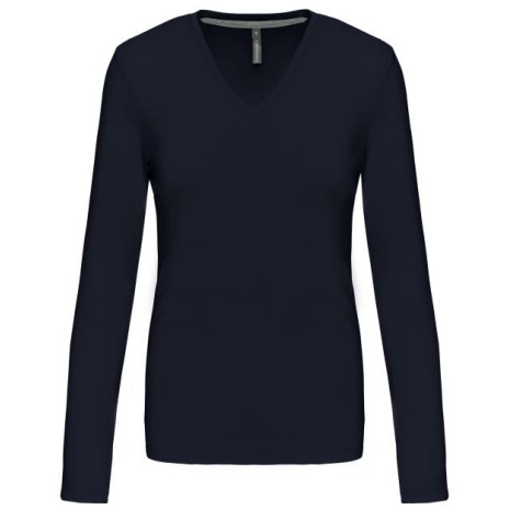 Dames t-shirt V-hals lange mouwen