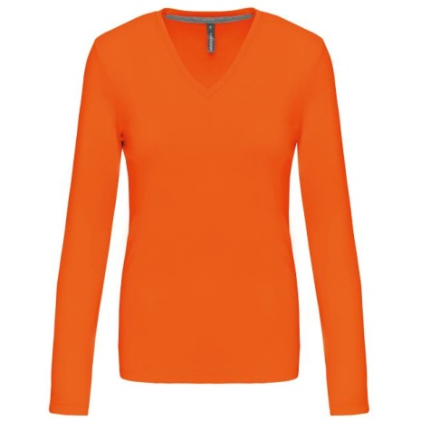 Dames t-shirt V-hals lange mouwen