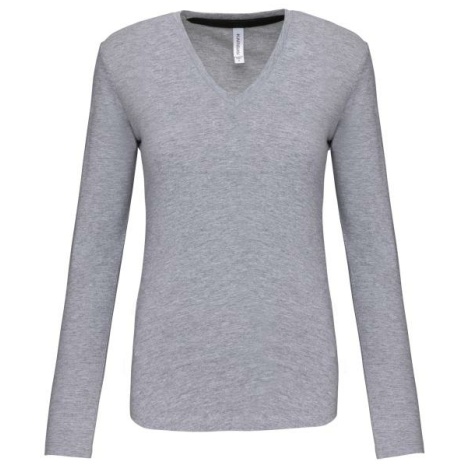 Dames t-shirt V-hals lange mouwen