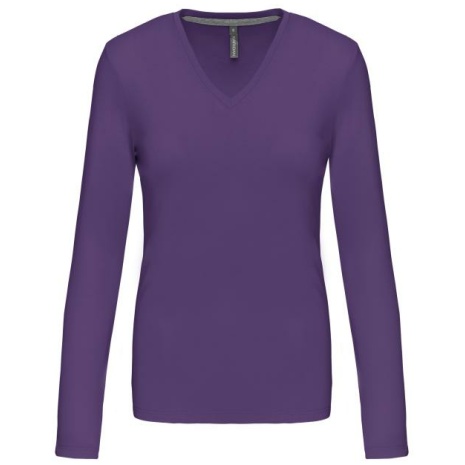 Dames t-shirt V-hals lange mouwen