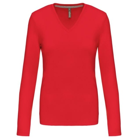 Dames t-shirt V-hals lange mouwen