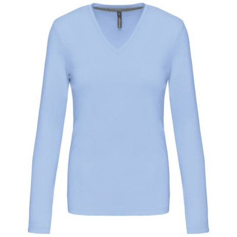Dames t-shirt V-hals lange mouwen