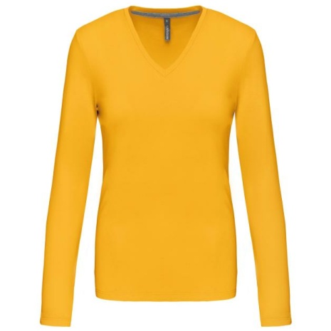 Dames t-shirt V-hals lange mouwen