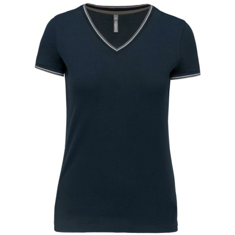 Dames-t-shirt piqué V-hals