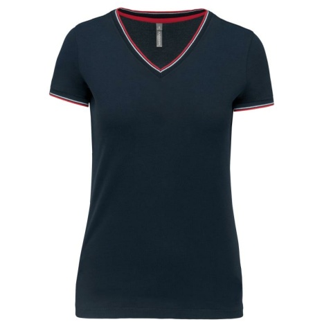 Dames-t-shirt piqué V-hals