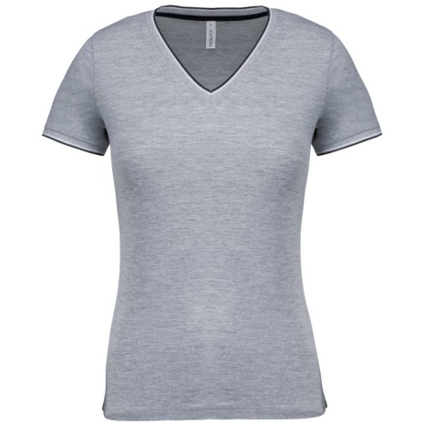 Dames-t-shirt piqué V-hals