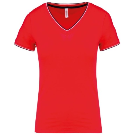 Dames-t-shirt piqué V-hals