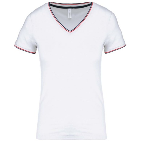 Dames-t-shirt piqué V-hals