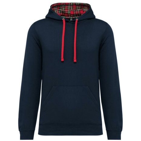 Unisex sweater met capuchon met contrasterend motief