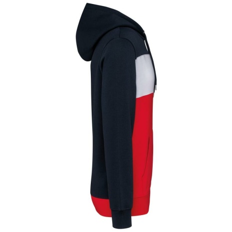 Driekleurige unisex sweater met capuchon