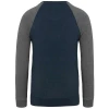 Tweekleurige herensweater BIO French Terry ronde hals raglanmouwen