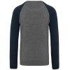 Tweekleurige herensweater BIO French Terry ronde hals raglanmouwen