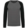 Tweekleurige herensweater BIO French Terry ronde hals raglanmouwen