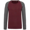 Tweekleurige herensweater BIO French Terry ronde hals raglanmouwen