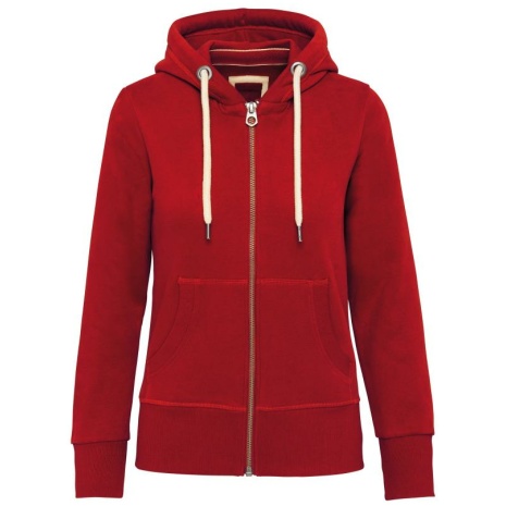 Vintage damessweater met rits en capuchon