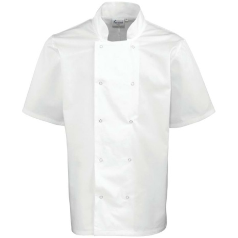 Studded Front Short Sleeve Chef's Jacket