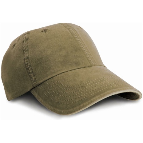 Washed Fine Line Cotton Cap with Sandwich Peak