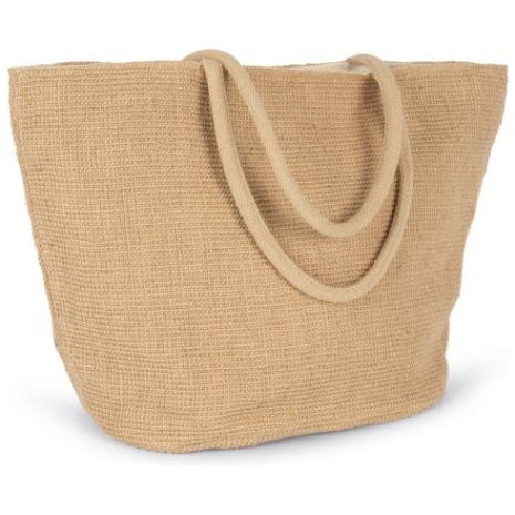 Shopper van gevlochten jute met gebreide look