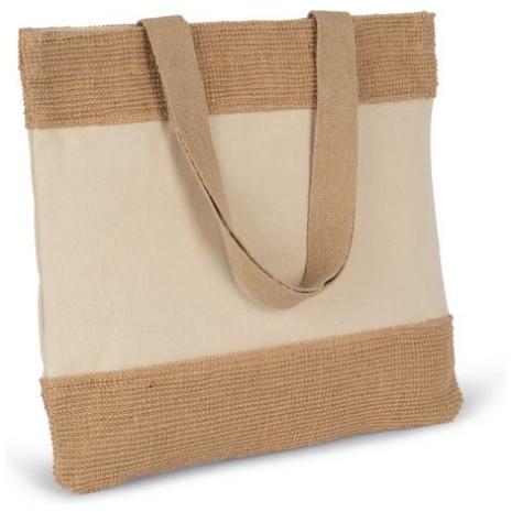 Shopper van katoen en gevlochten jutedraad