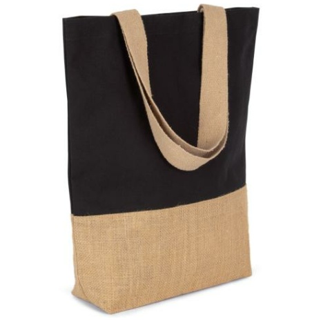 Shopper van katoen en verlijmde jutedraad