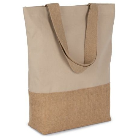 Shopper van katoen en verlijmde jutedraad