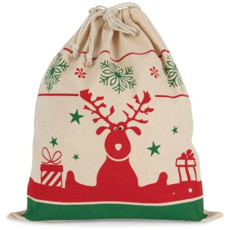 Tas met koord en kerstmotieven