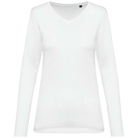 Supima® dames-T-shirt V-hals lange mouwen